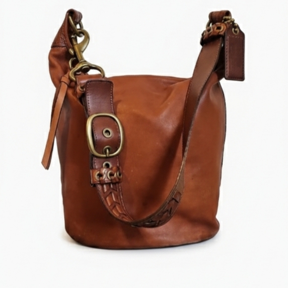 Coach Handbags - Coach 2007 XL 11423 Bleecker Tattersall Leather Duffle Cognac
